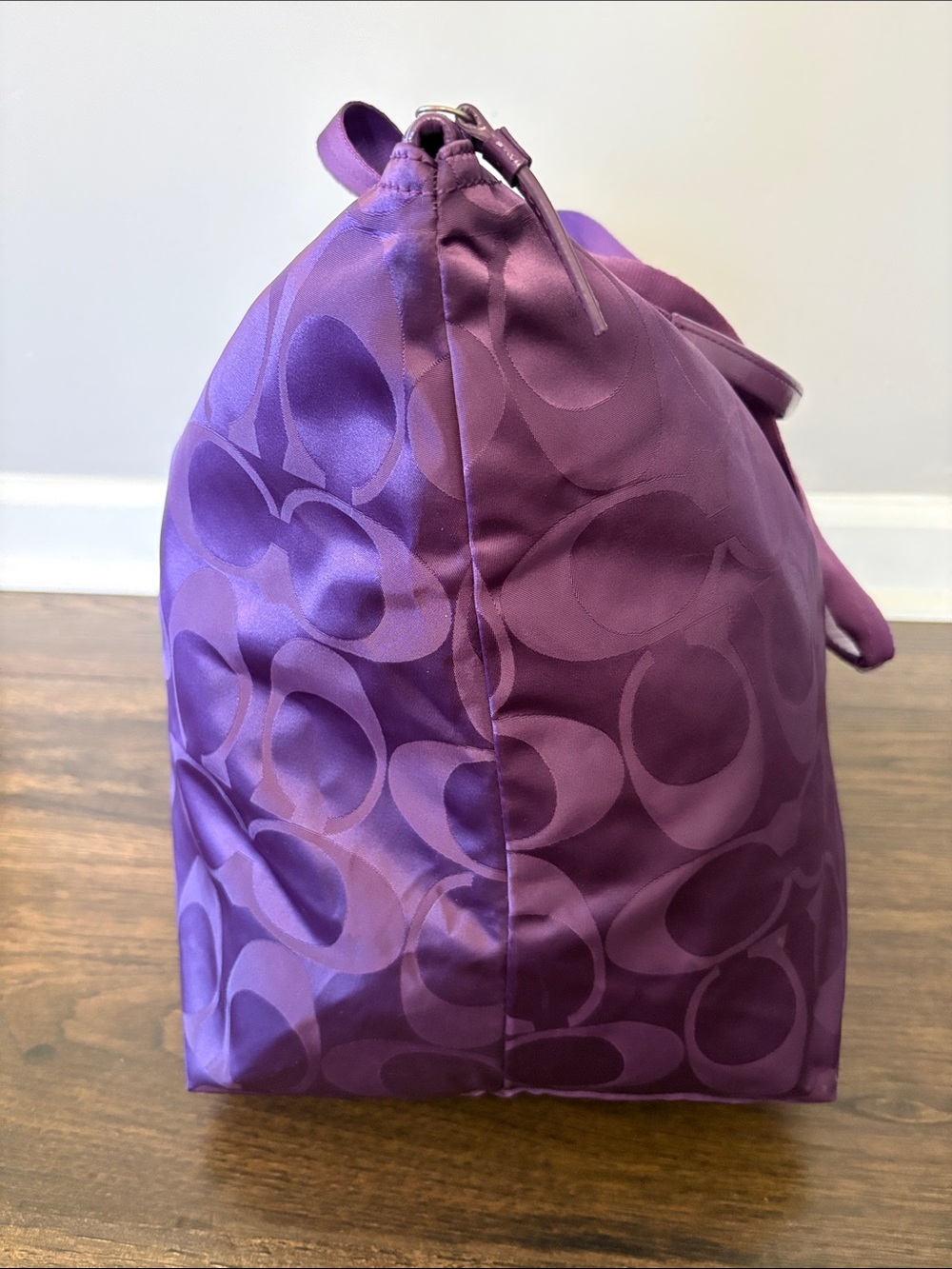 COACH Getaway Signature Nylon Packable Weekender Tote Bag Amethyst Purple NWOT - Picture 5 of 10